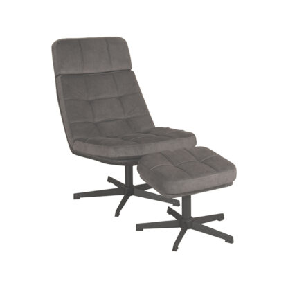 LABEL51 Fauteuil Alvar - Antraciet - Cosmo - Incl. Hocker - Afbeelding 3