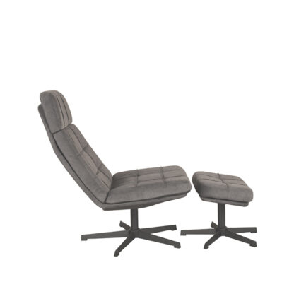 LABEL51 Fauteuil Alvar - Antraciet - Cosmo - Incl. Hocker - Afbeelding 5