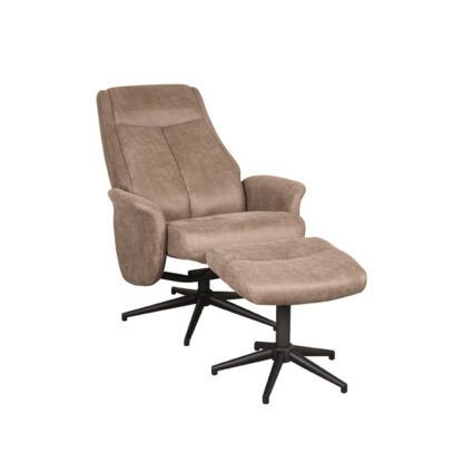 LABEL51 Fauteuil Bergen - Taupe - Micro Suede - Incl. Hocker - Afbeelding 4