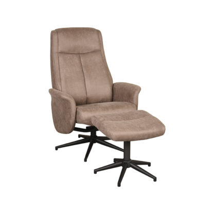 LABEL51 Fauteuil Bergen - Taupe - Micro Suede - Incl. Hocker - Afbeelding 3