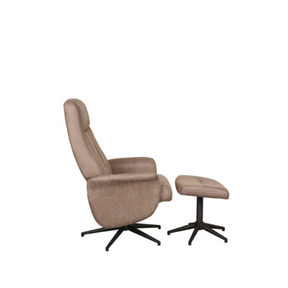 LABEL51 Fauteuil Bergen - Taupe - Micro Suede - Incl. Hocker - Afbeelding 7